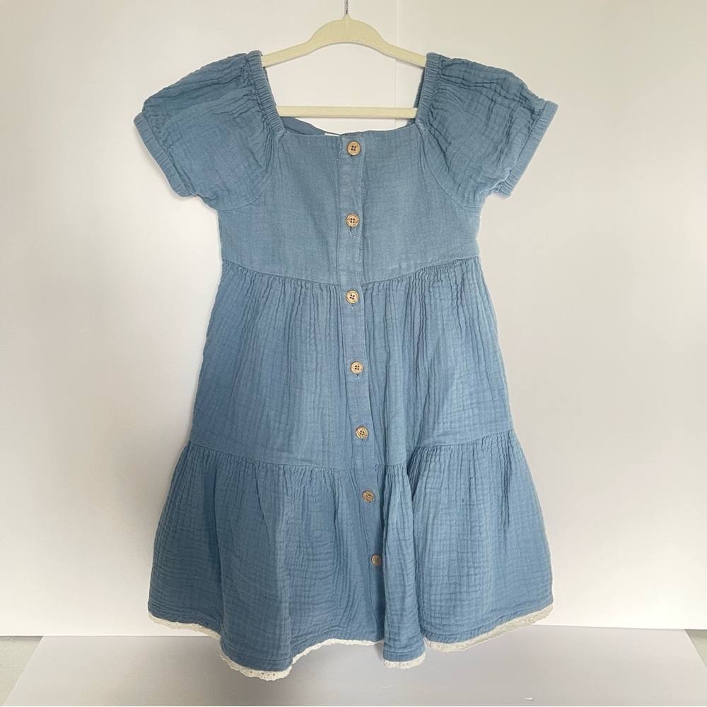 Rachel Zoe Blue Button-Down Kids Tired Flared Sundress size 6 Girls